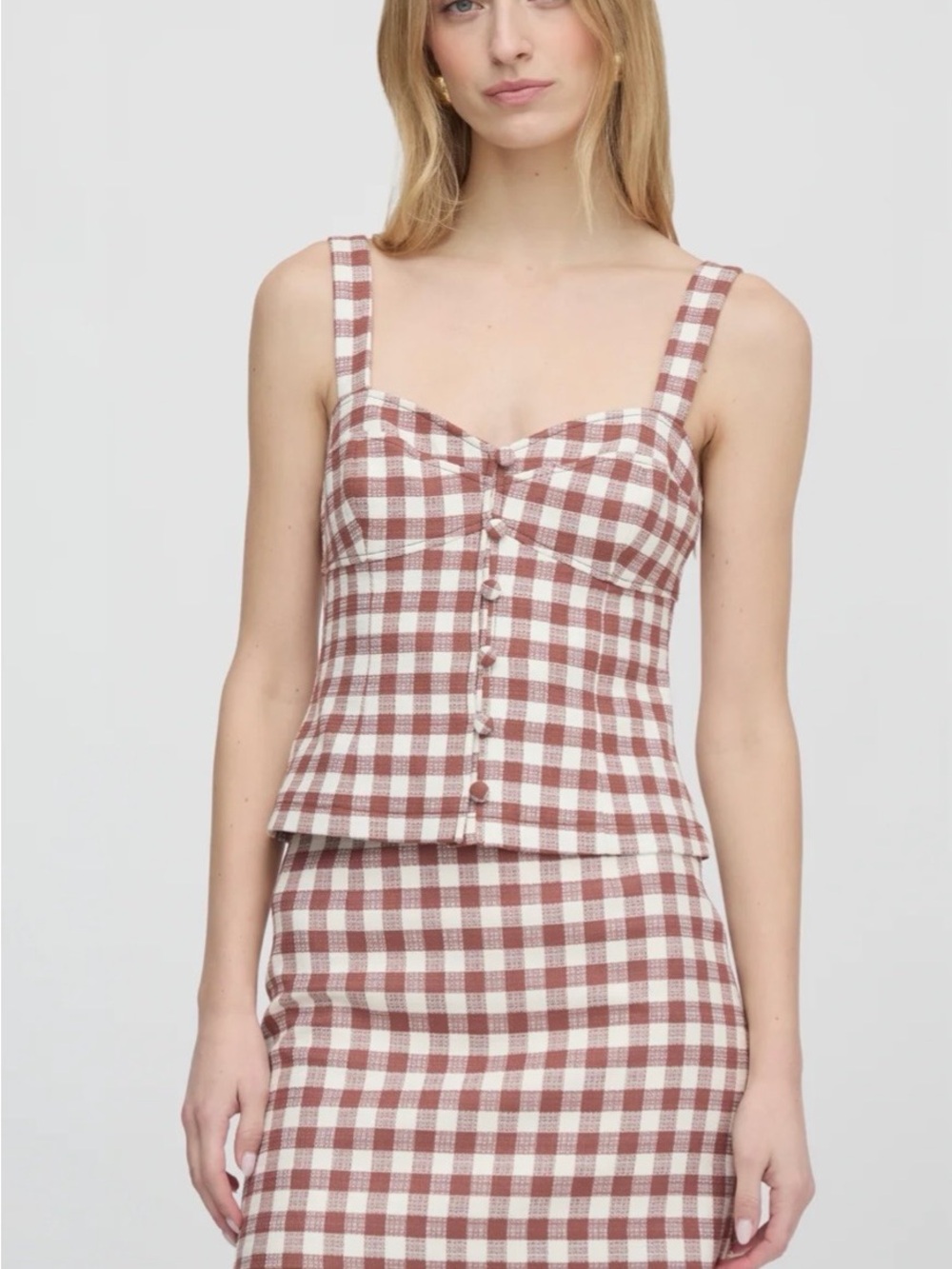 Hill House Hallie Skirt cognac gingham NWT